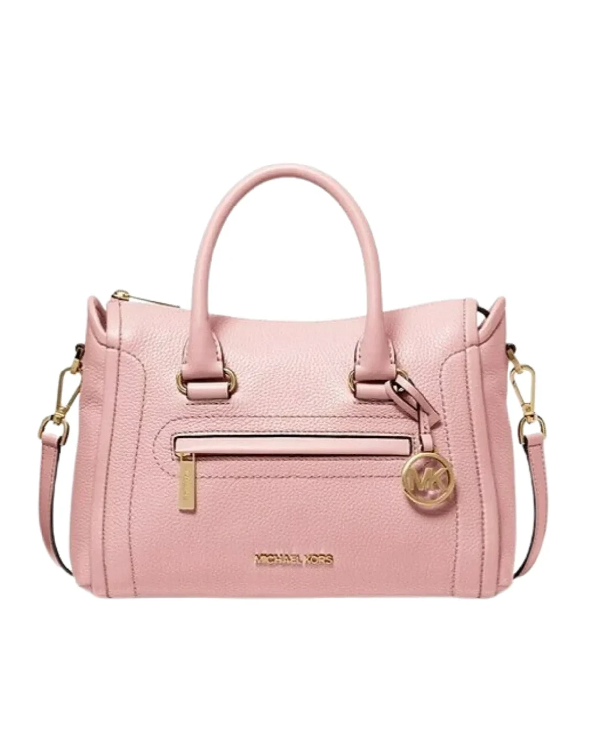 Сумочка з натуральної шкіри Michael Kors Carine Medium Pebbled Leather Satchel  Powder Blush
